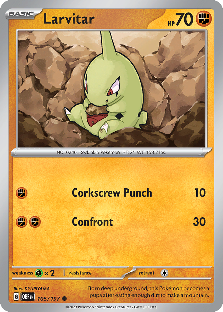 Larvitar 105 Obsidian Flames Pokémon card