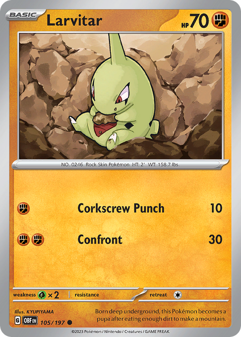 Larvitar 105 Obsidian Flames Pokémon card