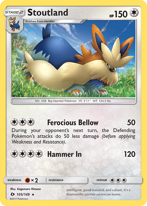 Stoutland 105 Sun & Moon Pokémon card