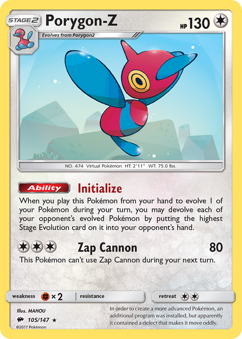 Porygon-Z 105 Burning Shadows Pokémon card