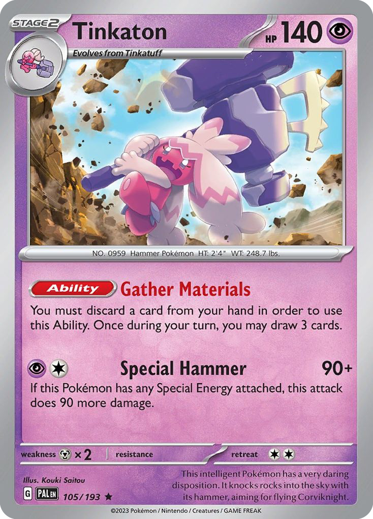 Tinkaton 105 Paldea Evolved Pokémon card