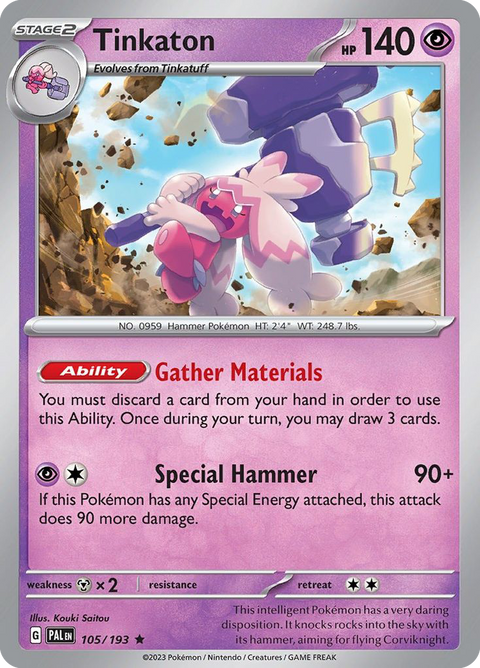 Tinkaton 105 Paldea Evolved Pokémon card