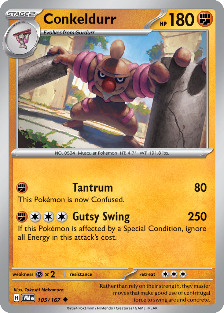 Conkeldurr 105 Twilight Masquerade Pokémon card