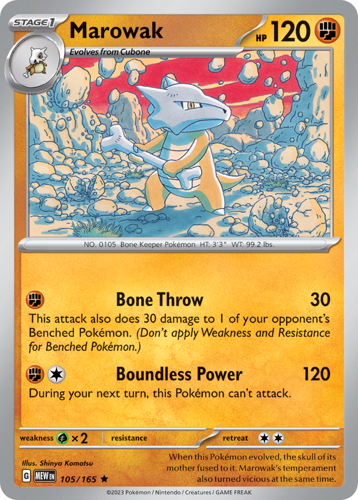 Marowak 105 151 Pokémon card