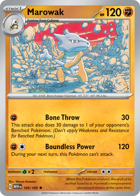 Marowak 105 151 Pokémon card