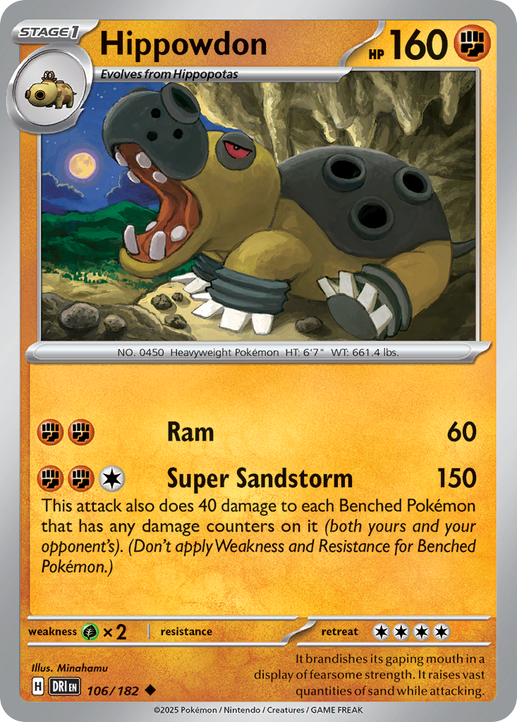 Hippowdon 106 Destined Rivals Pokémon card