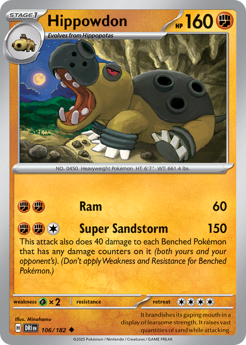 Hippowdon 106 Destined Rivals Pokémon card
