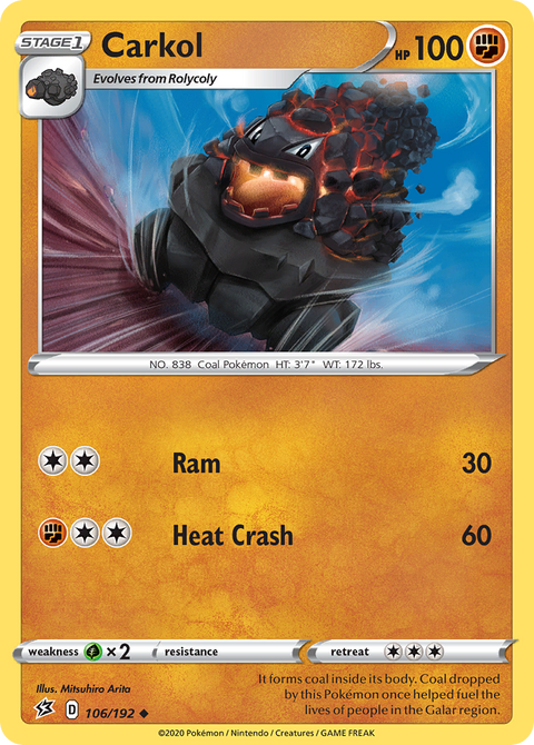 Carkol 106 Rebel Clash Pokémon card