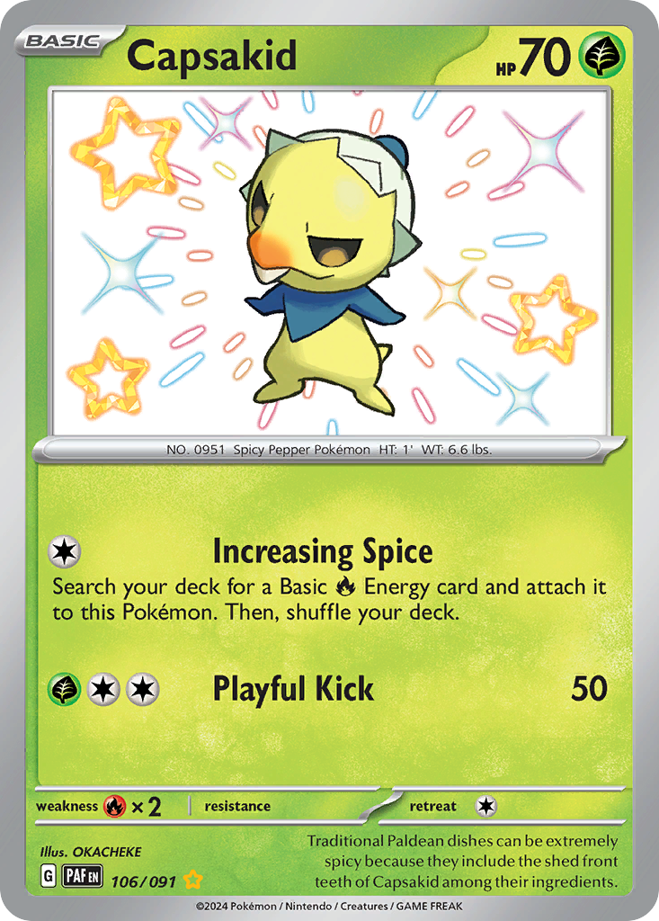 Capsakid 106 Paldean Fates Pokémon card