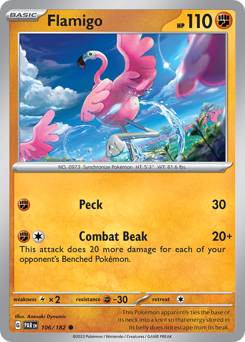 Flamigo 106 Paradox Rift Pokémon card