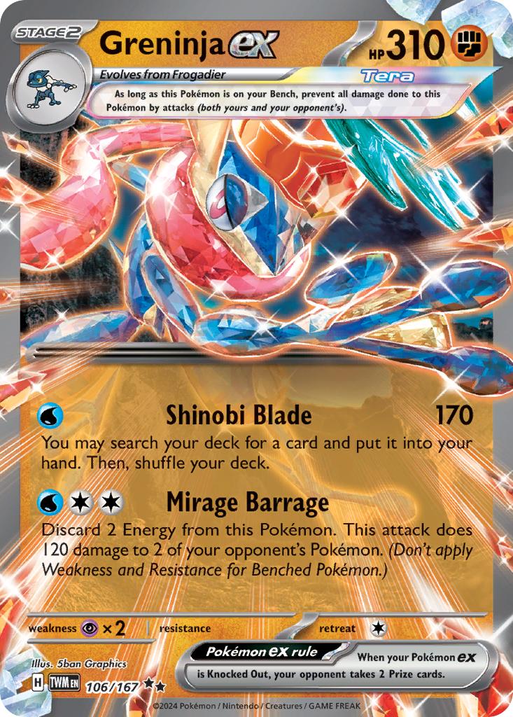 Greninja ex 106 Twilight Masquerade Pokémon card