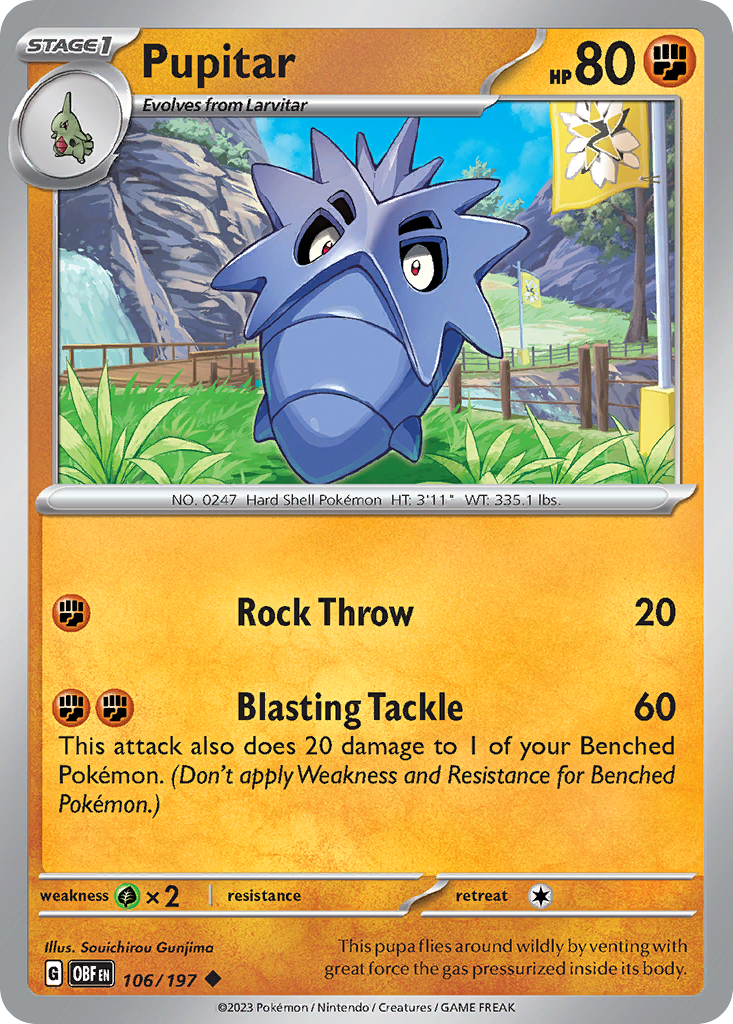 Pupitar 106 Obsidian Flames Pokémon card