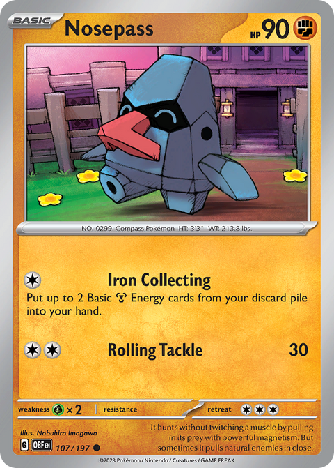 Nosepass 107 Obsidian Flames Pokémon card