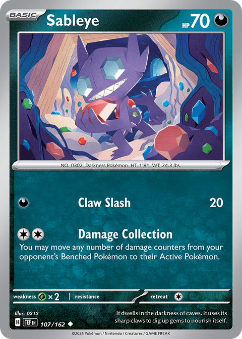 Sableye 107 Temporal Forces Pokémon card