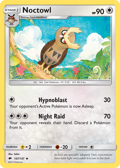 Noctowl 107 Burning Shadows Pokémon card