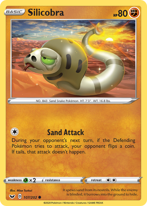 Silicobra 107 Sword & Shield Pokémon card
