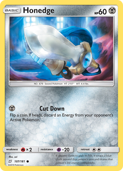 Honedge 107 Team Up Pokémon card