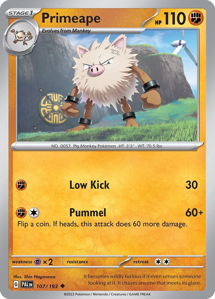 Primeape 107 Paldea Evolved Pokémon card