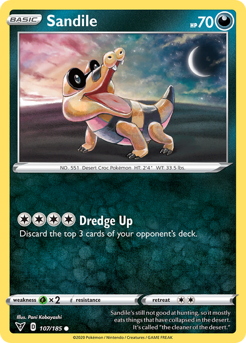 Sandile 107 Vivid Voltage Pokémon card