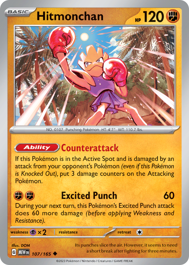 Hitmonchan 107 151 Pokémon card