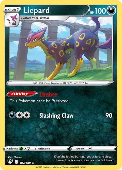 Liepard 107 Darkness Ablaze Pokémon card