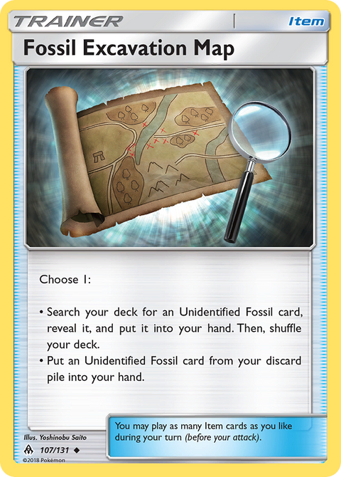Fossil Excavation Map 107 Forbidden Light Pokémon card