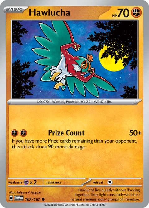 Hawlucha 107 Twilight Masquerade Pokémon card