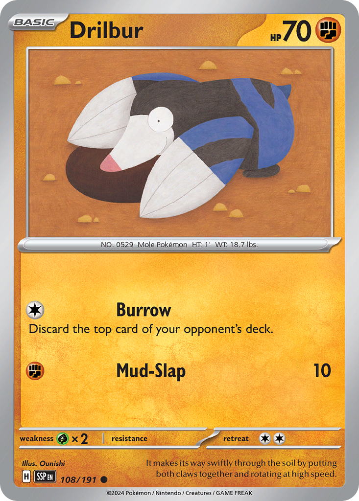 Drilbur 108 Surging Sparks Pokémon card