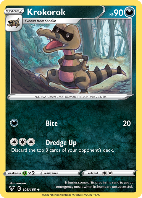 Krokorok 108 Vivid Voltage Pokémon card