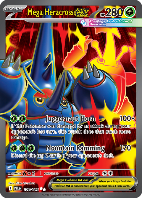 Mega Heracross ex 108 Phantasmal Flames Pokémon card