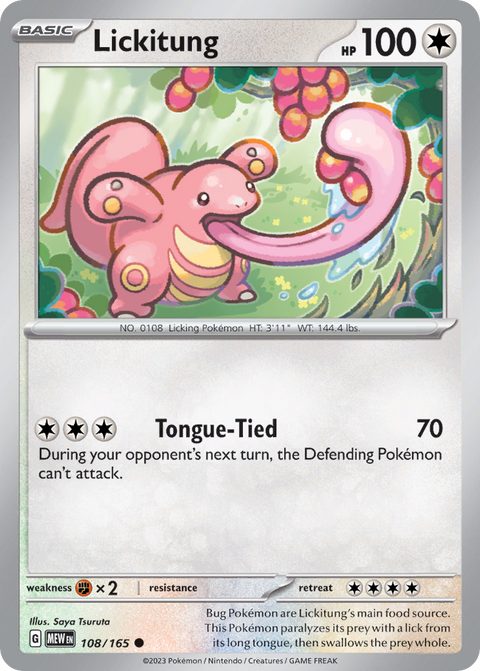 Lickitung 108 151 Pokémon card