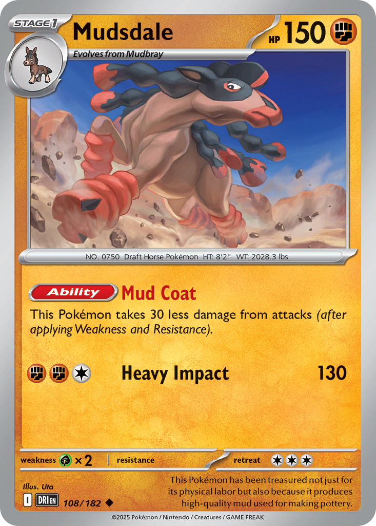 Mudsdale 108 Destined Rivals Pokémon card