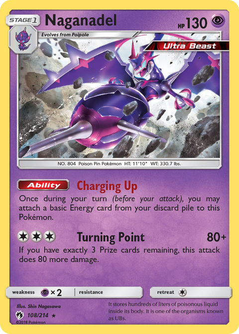 Naganadel 108 Lost Thunder Pokémon card