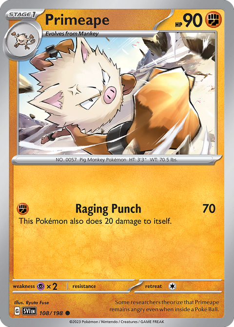 Primeape 108 Scarlet & Violet Pokémon card