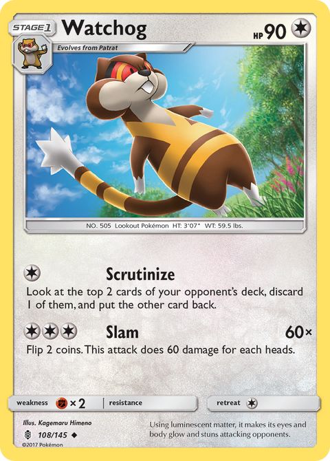 Watchog 108 Guardians Rising Pokémon card
