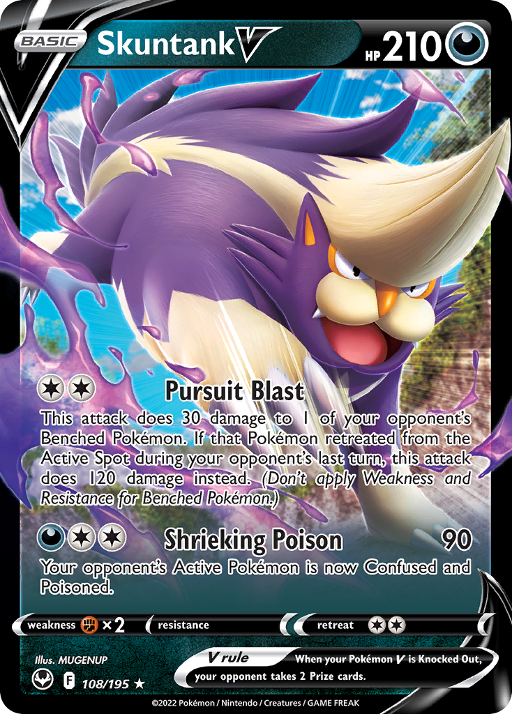 Skuntank V 108 Silver Tempest Pokémon card