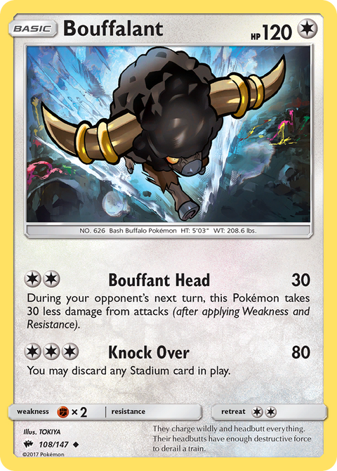 Bouffalant 108 Burning Shadows Pokémon card