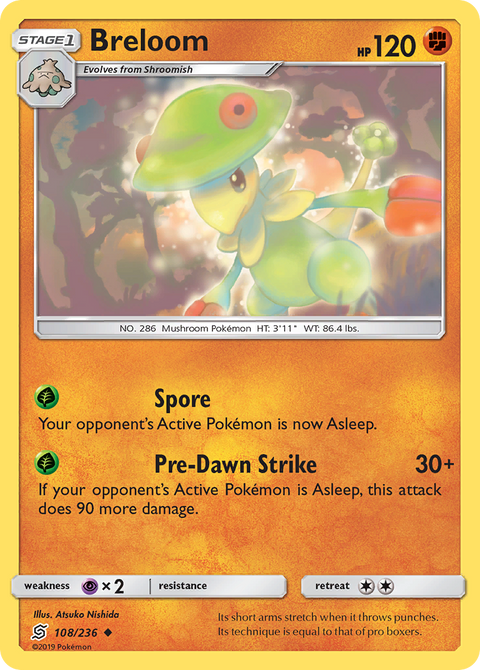 Breloom 108 Unified Minds Pokémon card