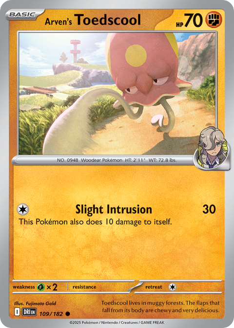 Arven's Toedscool 109 Destined Rivals Pokémon card