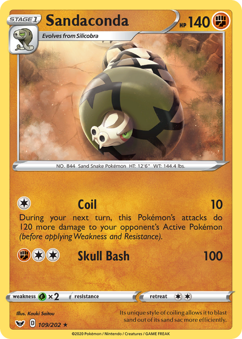 Sandaconda 109 Sword & Shield Pokémon card
