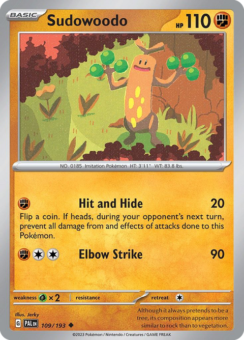 Sudowoodo 109 Paldea Evolved Pokémon card