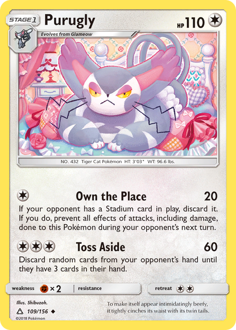 Purugly 109 Ultra Prism Pokémon card
