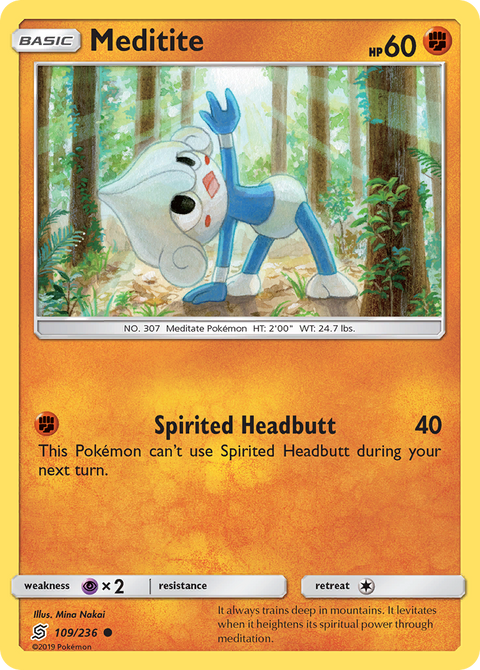 Meditite 109 Unified Minds Pokémon card