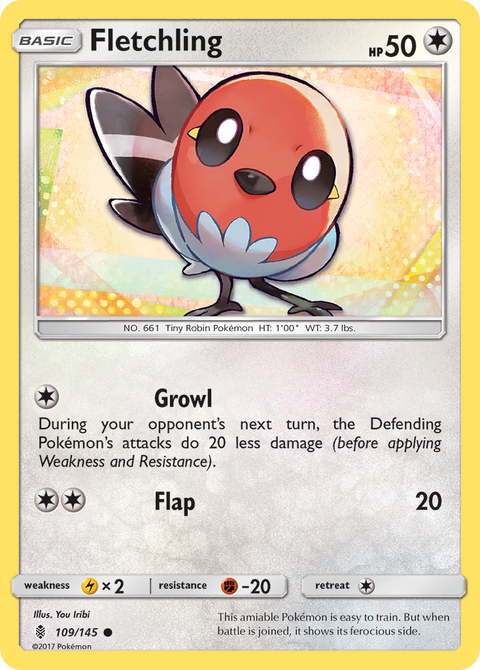 Fletchling 109 Guardians Rising Pokémon card