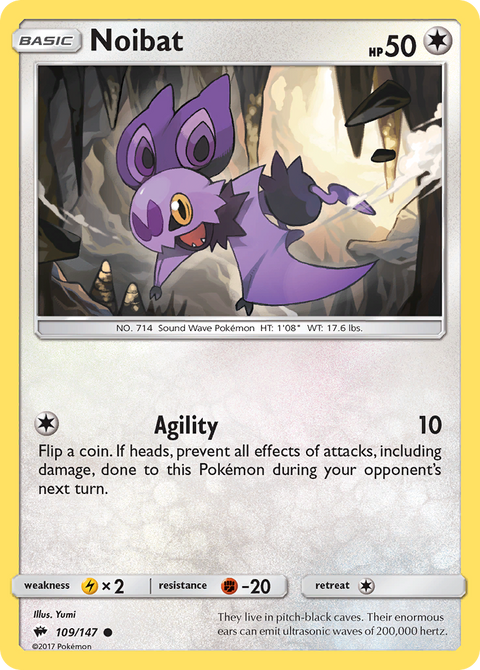 Noibat 109 Burning Shadows Pokémon card