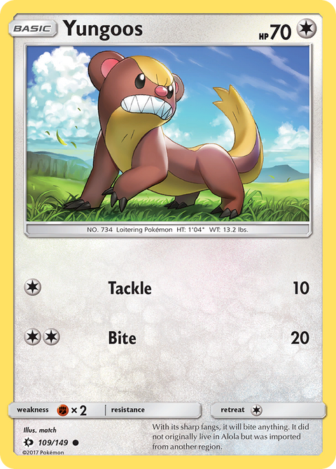 Yungoos 109 Sun & Moon Pokémon card
