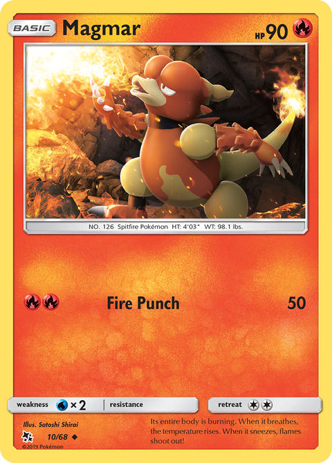 Magmar 10 Hidden Fates Pokémon card