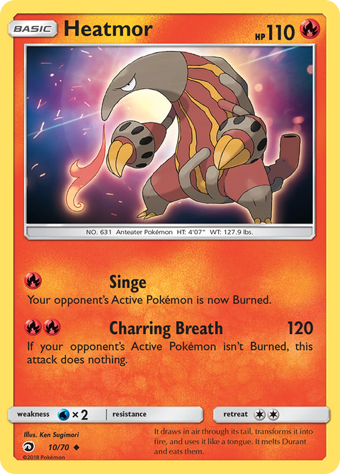 Heatmor 10 Dragon Majesty Pokémon card