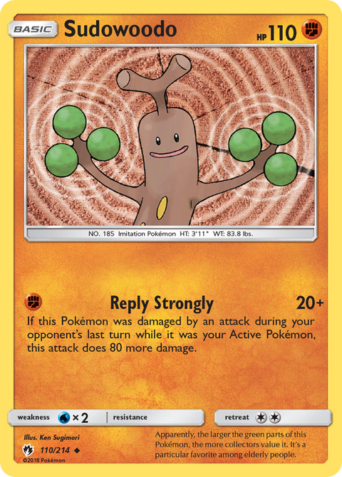 Sudowoodo 110 Lost Thunder Pokémon card