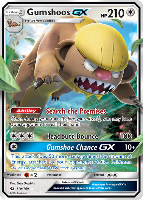 Gumshoos-GX 110 Sun & Moon Pokémon card